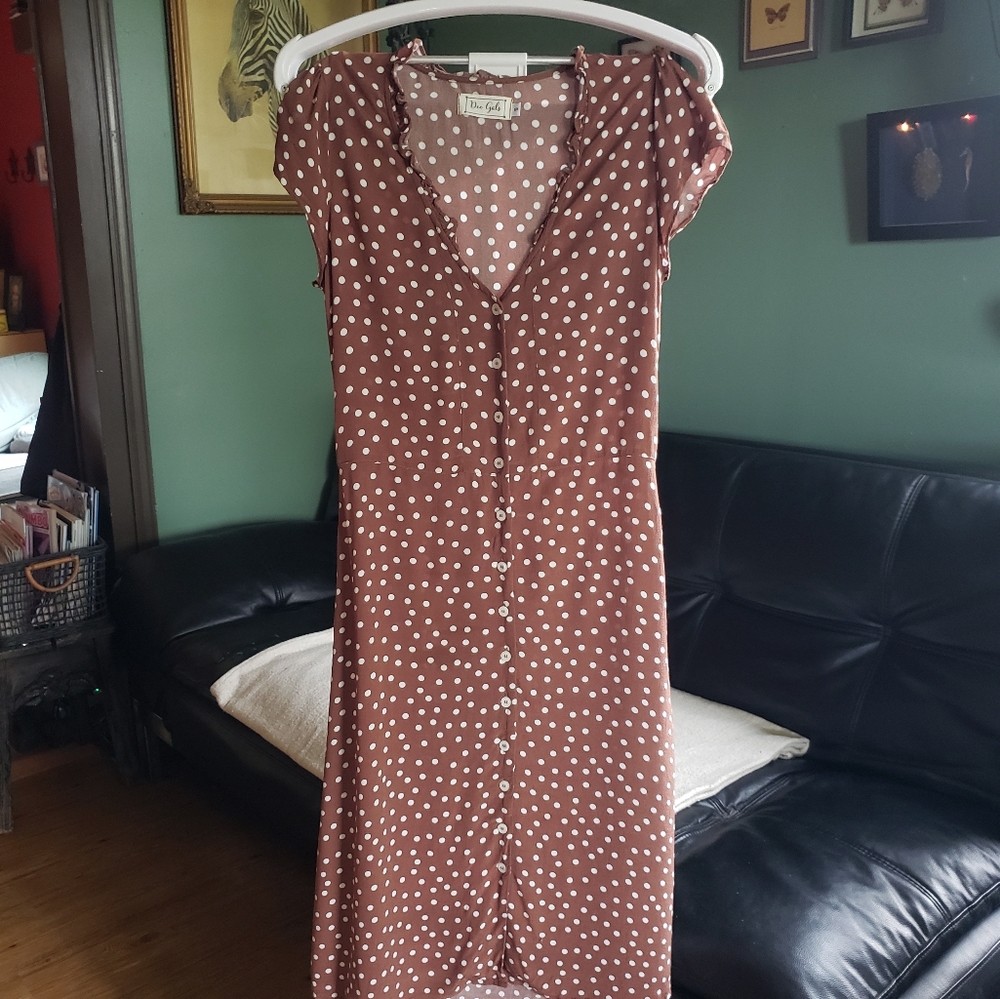 Dee Gals Size S Brown with white polka dots